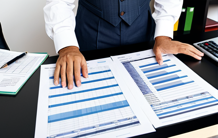 A focused professional, gender-neutral, in modest business casual attire, meticulously organizing financial documents and charts on a clean, modern desk. The scene emphasizes careful planning for homeownership, with a laptop displaying a budget spreadsheet and a calculator nearby. The background is a bright, organized home office, hinting at a secure future. safe for work, appropriate content, fully clothed, professional, perfect anatomy, correct proportions, natural pose, well-formed hands, proper finger count, natural body proportions, high-quality, professional photography.