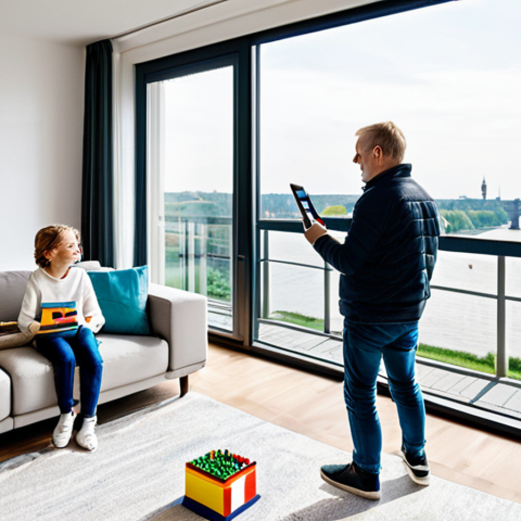 주택 구매 시 선호하는 지역의 부동산 흐름 분석 - Cityscape Home Search**
"A family looking at property listings in a modern apartment in Hamburg, Ge...