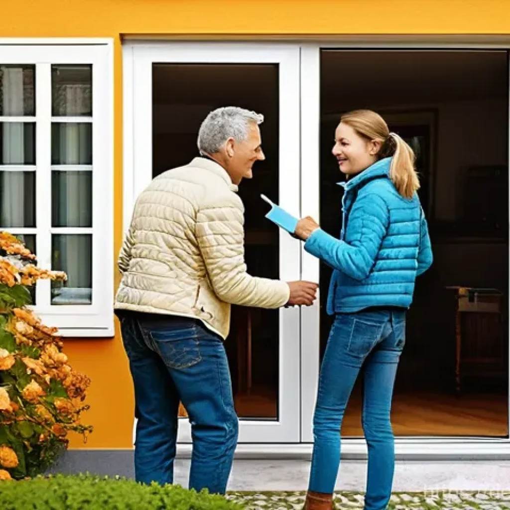 주택 구매 후 유지 관리 계획 세우기 - **Prompt:** A cheerful, diverse German family, consisting of a mother, father, and their two childre...