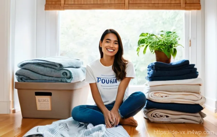 주택 구매 후 이사 계획 세우기 - **Prompt 1: Organized Decluttering for a Sustainable Move**
"A bright, airy living room scene. A...