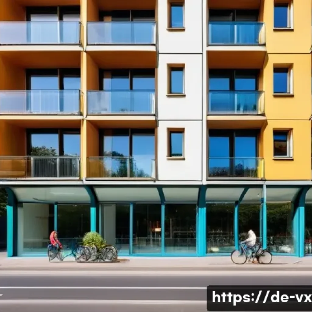 주택 구매 후 투자 가치 평가하기 - A modern Berlin apartment building in the Mitte district, showcasing a vibrant urban setting with ne...
